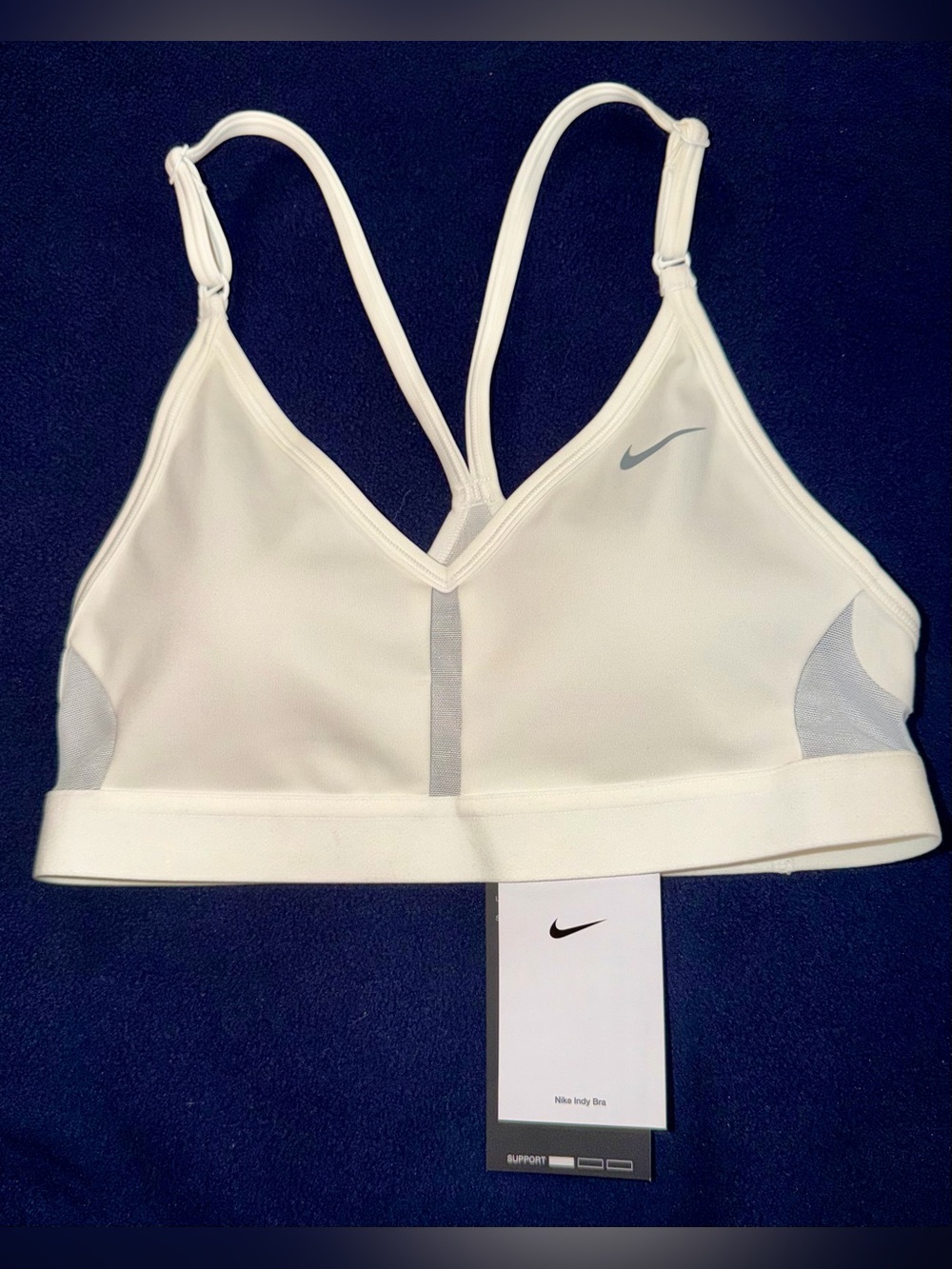 Nike White V-Neck Strappy Indy Sports Bra
